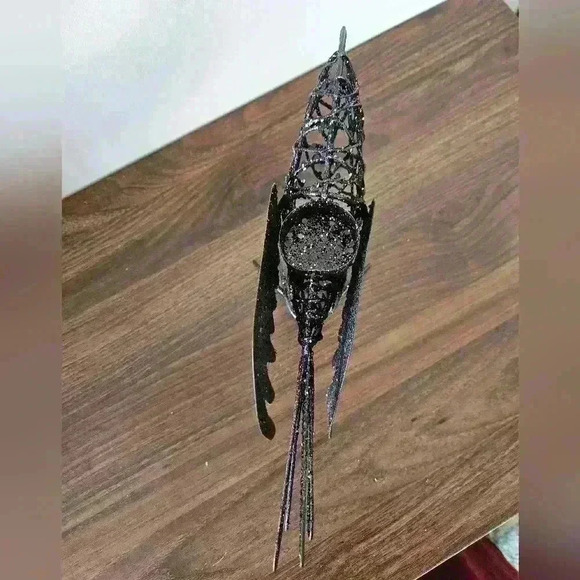 Pier 1 Metal Black Sparkly Raven Candle Holder and Box of Small Pumpkins - Picture 2 of 7